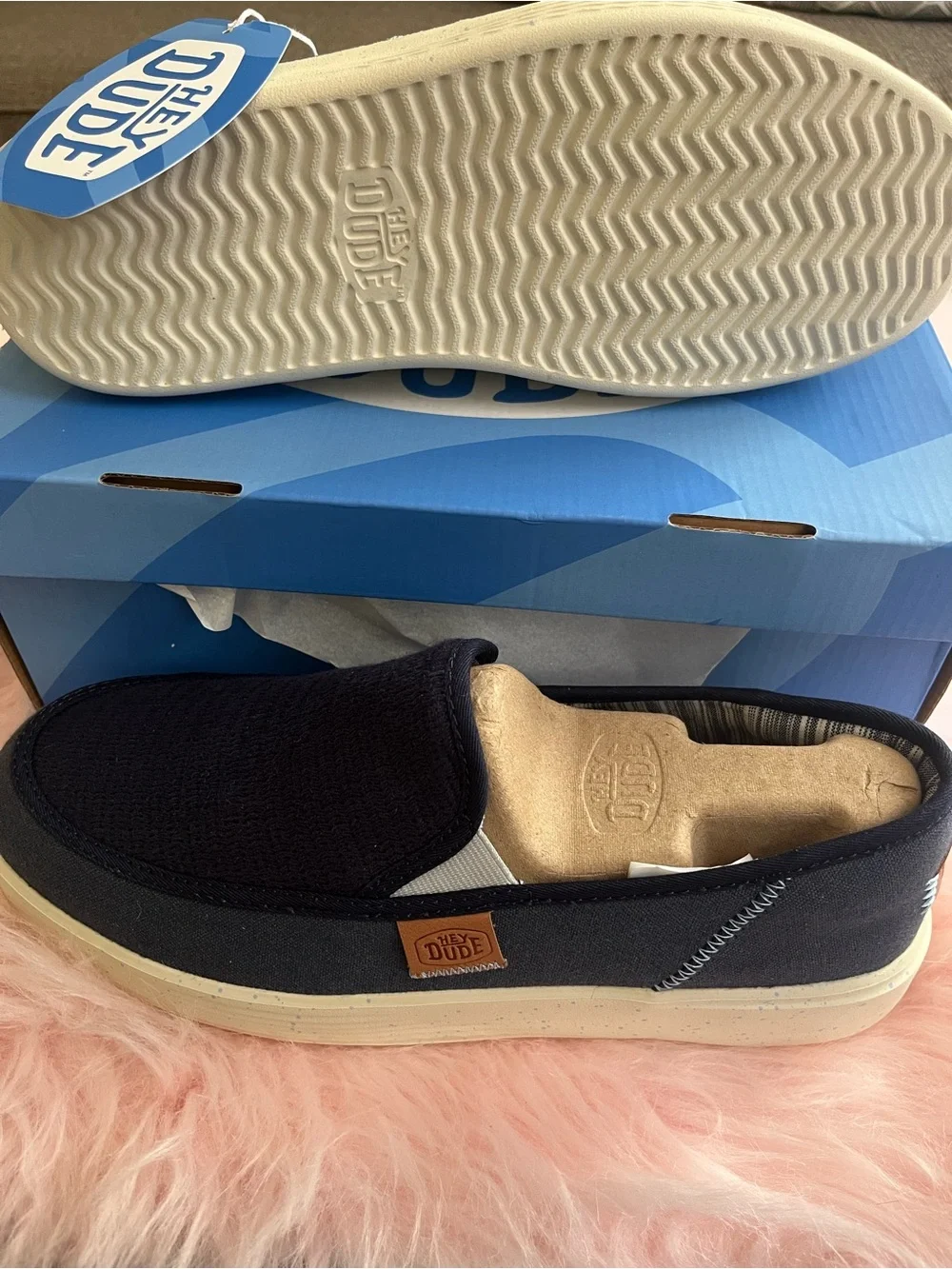 Hey Dude Navy Blue Woven Slip-On Loafers